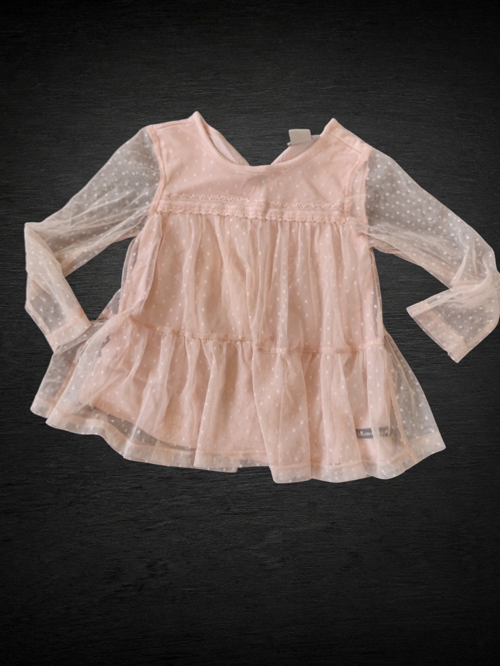 ⭐@1) Calvin Klein Jeans Girls 2T Blush Pink Mesh Tulle Tiered Dress